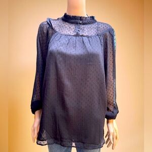 Loft Sheer Black Smock Blouse XL (3 for $12 item)